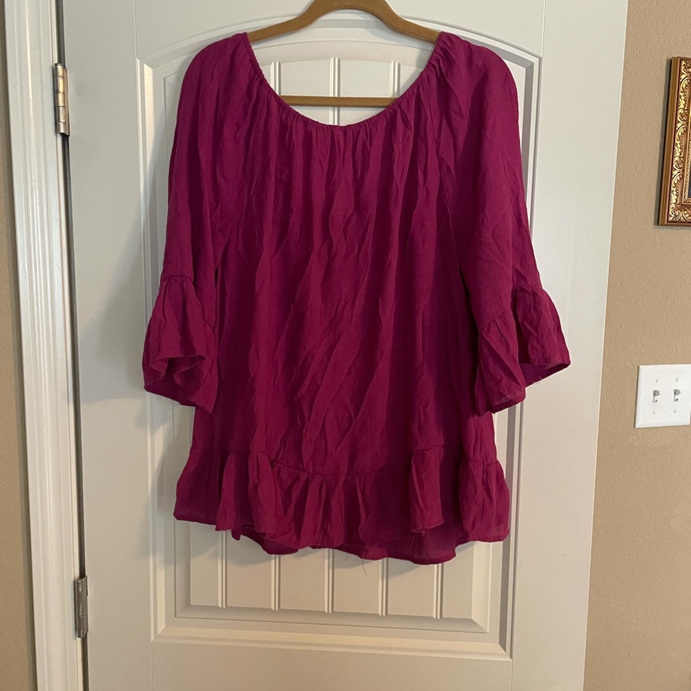 Pink peasant top